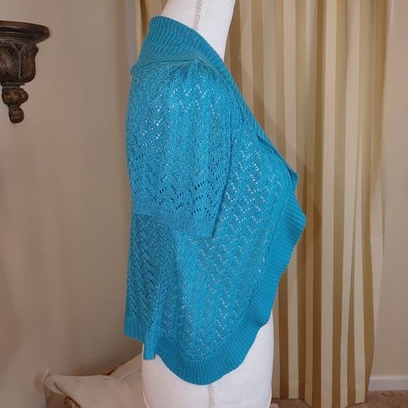 KIM ROGERS TURQUOISE SHRUG M - Picture 2 of 5